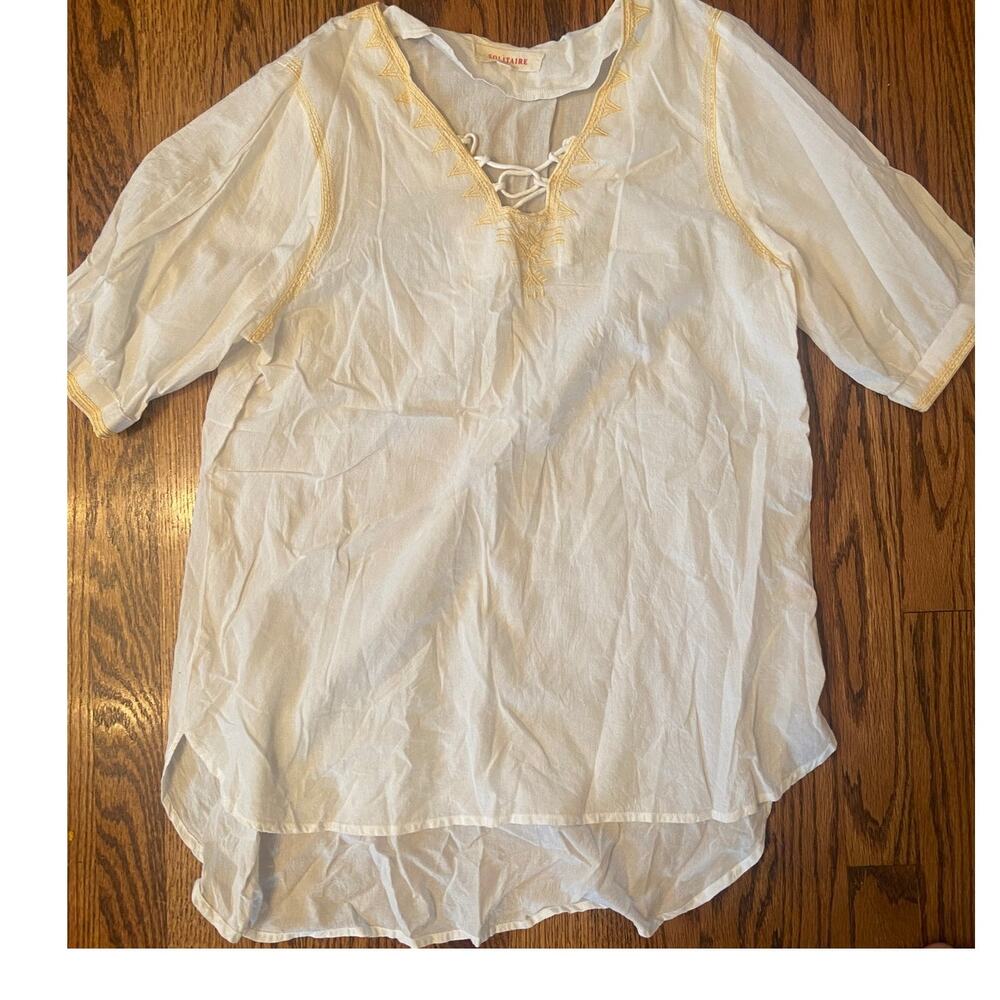 EUC Solitaire sheer shirt sz: L 100% cotton